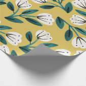 Papier Cadeau Fleurs sarcelle et or (Coin)