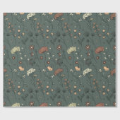 Papier Cadeau Fleurs sauvages botaniques rustiques en Sage Green (Plat)