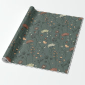 Papier Cadeau Fleurs sauvages botaniques rustiques en Sage Green (Déroulé)