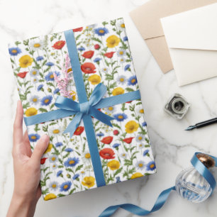 Papier Cadeau Fleurs sauvages de campagne Floral Rustique Coloré