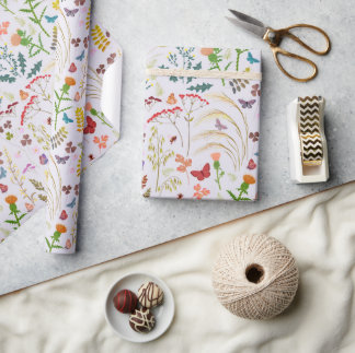Papier cadeau fleurs sauvages de printemps