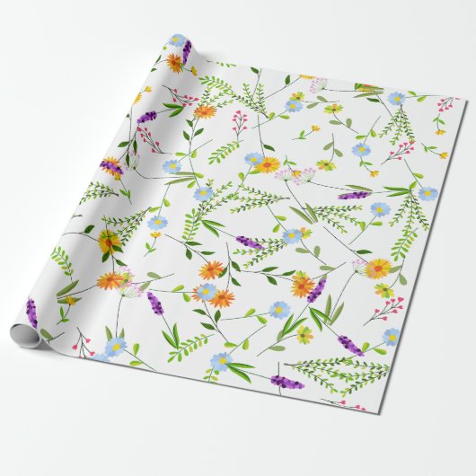 Papier Cadeau Fleurs sauvages de printemps été (Déroulé)