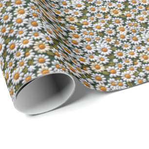 Papier Cadeau Fleurs sauvages de printemps marguerites blanches