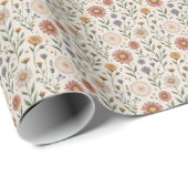 Papier Cadeau Fleurs sauvages dessinées à la main en patchwork s (Coin rond)