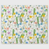 Papier Cadeau Fleurs sauvages d'été avec libellules (Plat)