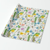 Papier Cadeau Fleurs sauvages d'été avec libellules (Déroulé)