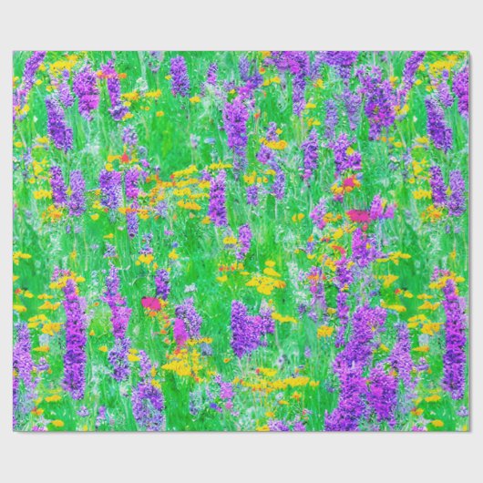 Papier Cadeau Fleurs sauvages d'été dans un champ vert (Plat)