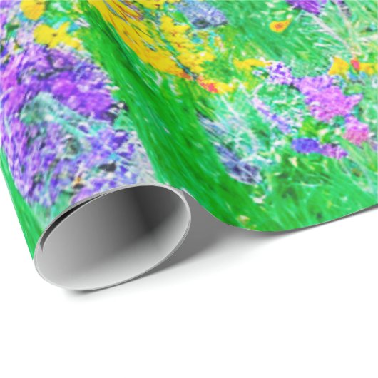 Papier Cadeau Fleurs sauvages d'été dans un champ vert (Coin rond)
