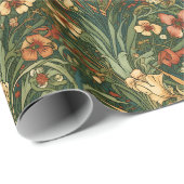 Papier Cadeau Fleurs sauvages d'inspiration française, vintage,  (Coin rond)