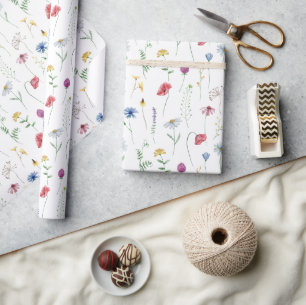 Papier Cadeau Fleurs Sauvages Élégantes