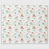 Papier Cadeau Fleurs sauvages en blanc (Plat)