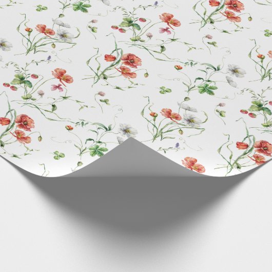 Papier Cadeau Fleurs sauvages en blanc (Coin)