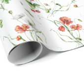 Papier Cadeau Fleurs sauvages en blanc (Coin rond)