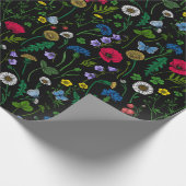 Papier Cadeau Fleurs sauvages en noir (Coin)