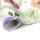 Papier Cadeau Fleurs Sauvages Mariage Anniversaire Fête de Maria (Coin rond)