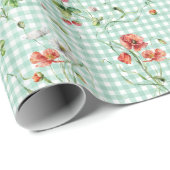 Papier Cadeau Fleurs sauvages sur gingham (Coin rond)