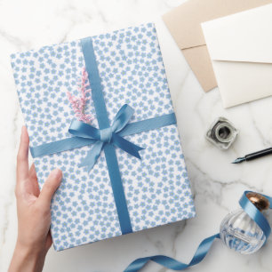 Papier Cadeau Fleurs stylisées de ne m'oubliez pas sur fond blan