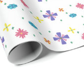 Papier Cadeau Fleurs sur l'enveloppe de cadeau blanche pointue (Coin rond)