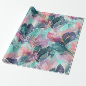 Papier Cadeau Fleurs Tons de Bijoux (Déroulé)