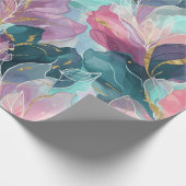 Papier Cadeau Fleurs Tons de Bijoux (Coin)