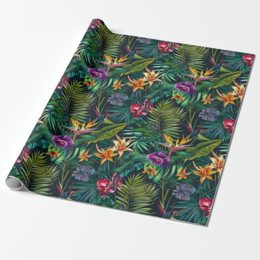 Papier Cadeau Fleurs tropicales (Déroulé)