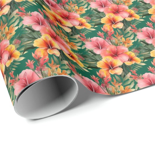 Papier Cadeau Fleurs tropicales (Coin rond)