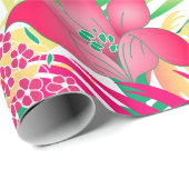 Papier Cadeau Fleurs tropicales colorées (Coin rond)