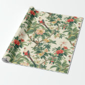 Papier Cadeau Fleurs tropicales colorées Oiseaux (Déroulé)