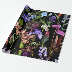 Papier Cadeau Fleurs tropicales et de jardin.