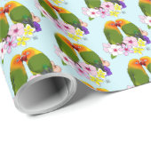 Papier Cadeau Fleurs tropicales Inséparables (Coin rond)