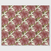 Papier Cadeau Fleurs tropicales motif sans couture | fleurs roug (Plat)