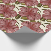 Papier Cadeau Fleurs tropicales motif sans couture | fleurs roug (Coin)