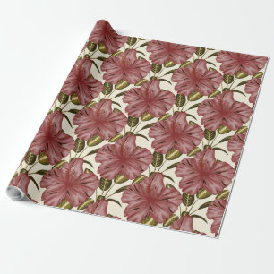 Papier Cadeau Fleurs tropicales sans couture motif fleurs roug
