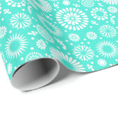 Papier Cadeau Fleurs turquoise vintages (Coin rond)
