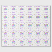 Papier Cadeau Fleurs Unicorne violet mou Noël personnalisé (Plat)