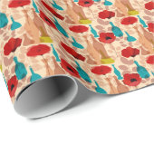 Papier Cadeau Fleurs, vases et bouteilles motif (Coin rond)