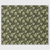 Papier Cadeau Fleurs vert olive (Plat)