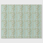 Papier Cadeau Fleurs Vert Vintage (Plat)