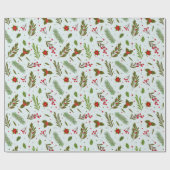 Papier Cadeau Fleurs vertes de Noël Berries Vert Noël (Plat)