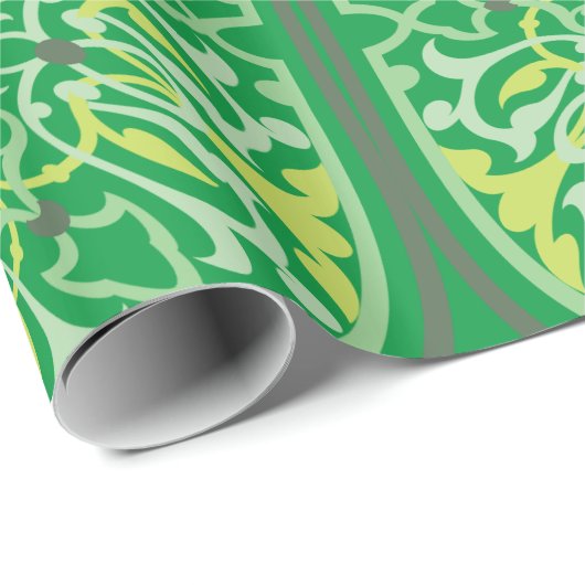 Papier Cadeau Fleurs vertes en Mémerisation (Coin rond)