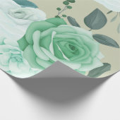 Papier Cadeau Fleurs vertes et blanches (Coin)