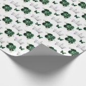 Papier Cadeau Fleurs vertes foncées et Couronnes d'argent (Coin)