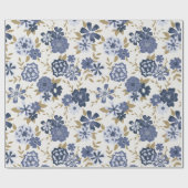 Papier Cadeau Fleurs Vins Bleues Cadeau Botanique (Plat)