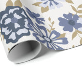 Papier Cadeau Fleurs Vins Bleues Cadeau Botanique (Coin rond)