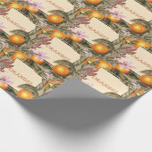 Papier Cadeau Fleurs Vintage et Oranges (Coin)