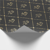 Papier Cadeau Fleurs Vintage Noir et Gris (Coin)