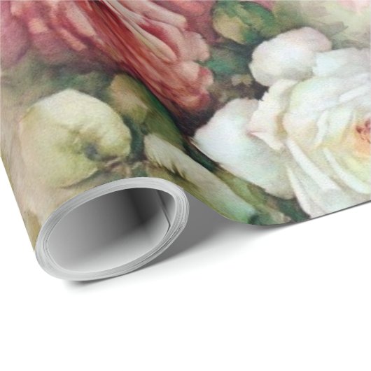 Papier Cadeau Fleurs vintages (Coin rond)