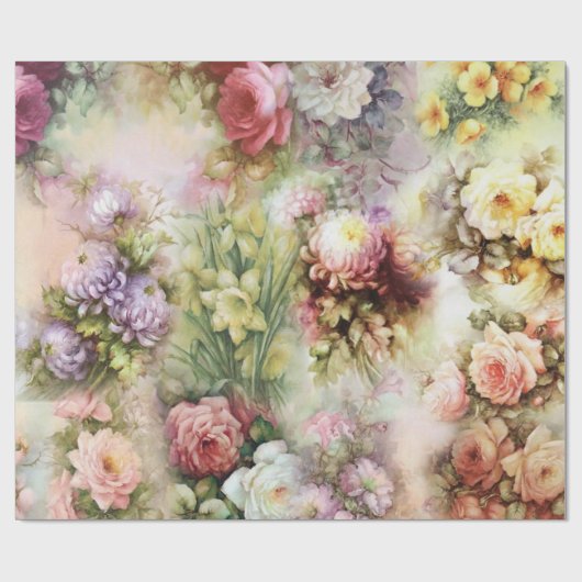 Papier Cadeau Fleurs vintages (Plat)