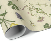 Papier Cadeau Fleurs Vintages botaniques Illustrations Motif (Coin rond)