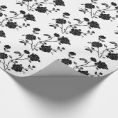 Papier Cadeau Fleurs vintages de noir de style (Coin)